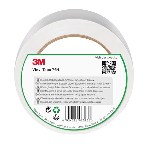 3M Cinta de Vinilo 764, Blanca, 50 mm x 33 m