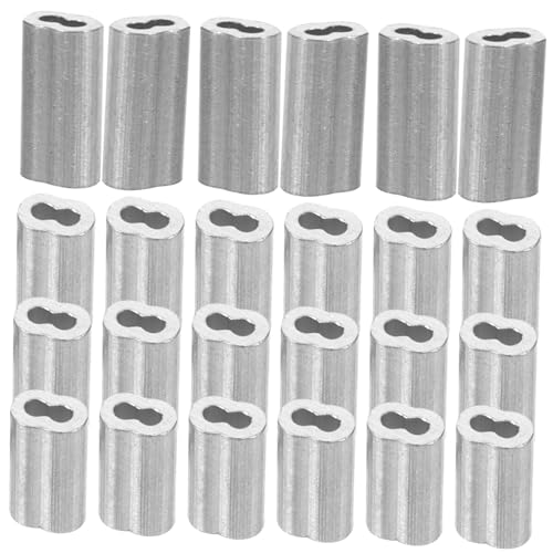 BELLIFFY Cable Crimp Sleeves 8-Shaped Aluminum Wire Rope Chuck Ferrule Crimper Kit Throttle Cable Ends 100pcs Wire Crimps