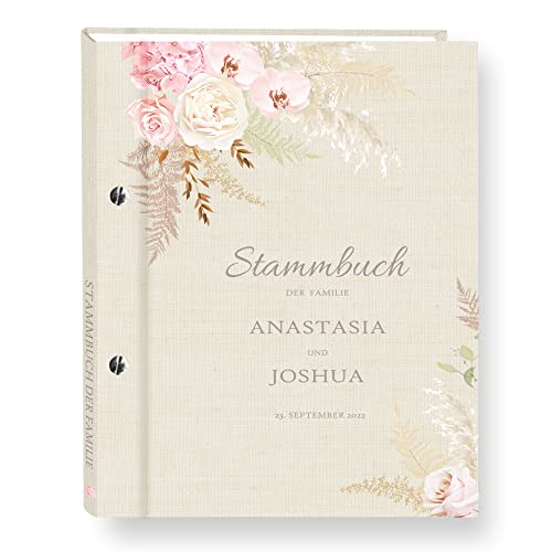 Stammbuch der Familie personalisiert Fanon beige A4 ca. 24 x 31 cm Familienstammbuch Stammbücher Handarbeit Vintage Cover