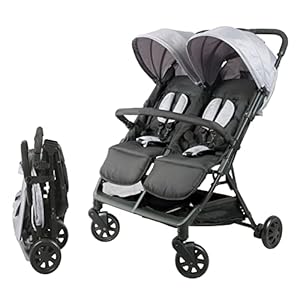 Bambisol DS209 Zwillingskinderwagen Schwarz und Grau