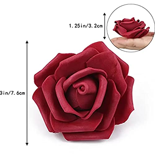 Image of VRB Dec 24 pcs Rose Artificial Flowers for Decoration,Artificial Flower,Flower for Hair Styling,Flower for Pooja, for Home Decor,Diwali.(24pcs - Dark Red Big Foam Rose)