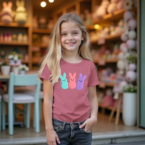 CM C&M WODRO Kid Girls Easter Bunny Shirt Chillin' with My Peeps T-Shirt Short Sleeve Funny Happy Easter Graphic Tees Tops2