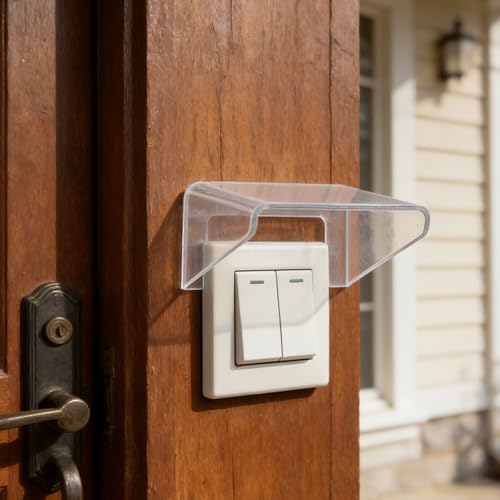 Cubierta plástica resistente para interruptor con visera transparente contra salpicaduras 3