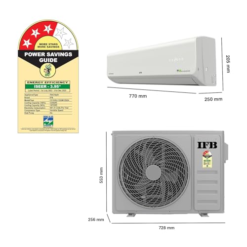 Image of IFB Model Silver Plus Smart Series 1 Ton 3 Star In-built Wifi Split AC with HD Compressor, AI, Dual Gold Fin & 8-in-1 Flexi Mode - White (CI133SL11SGM1, Copper Condenser)