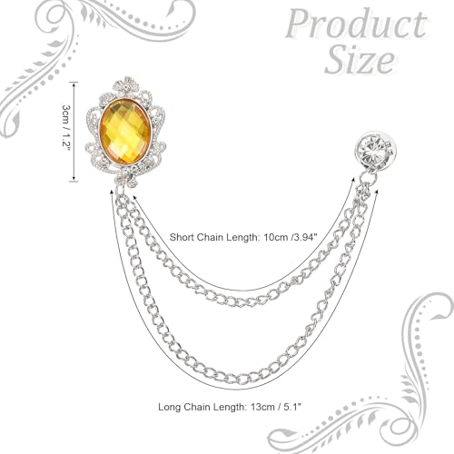Image of PATIKIL Gem Hanging Chain Brooch Pins, Rhinestone Men's Gem Brooch Suit Pins Lapel Pins for Women Men