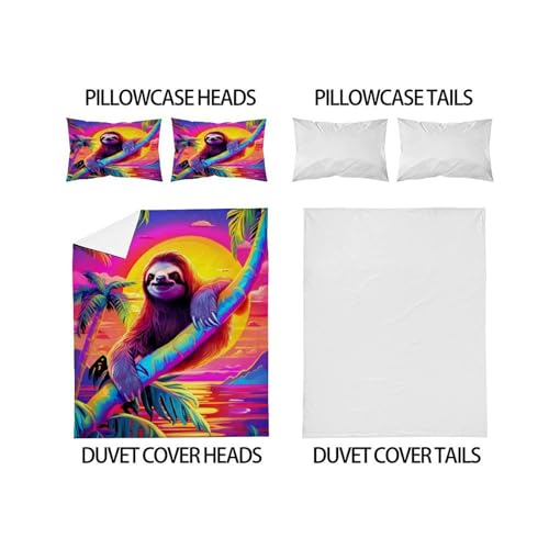 Housse de couette Sloth animal 260x220 parure lit microfibre - 4