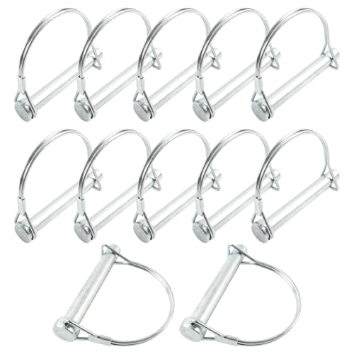 MUQIDA 12 PCS Wire Lock Pins, 1/4"×2-2/5" Heavy Duty Zinc-Plated Round Arch Shaft Locking Coupler Pins, Trailer Hitch Safety Coupler Pin for Wagons Towing Garden, Car Accessories
