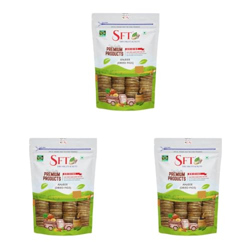 Image of SFT Premium Anjeer (Dried Figs), 1Kg, Rich in Calcium & Fibre, Source of Iron, Naturally Low-Fat Food (Pack of 3)