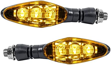 Miwings Universal Motorcycle Bright LED Amber Turn Signal Light Indicator Brake Lamps for All Bike Bike (Pack of 2, Color Amber)