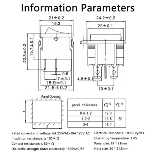 Interruptor de potencia KCD5 de 6 pines y 3 posiciones para control de corriente altern 7