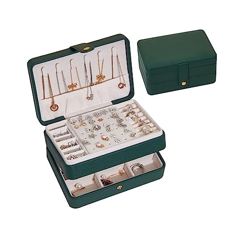 Boîte à bijoux de voyage en cuir vert pour vos déplacements