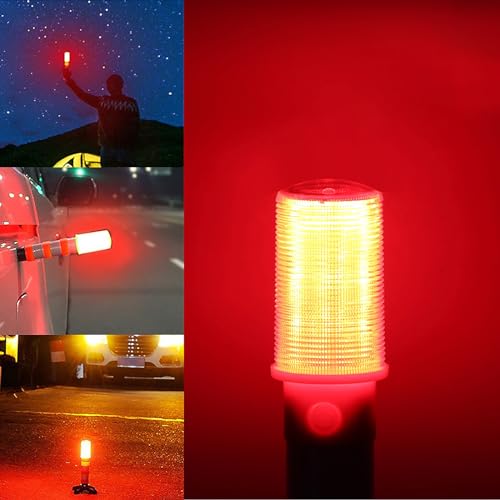 COFEMY LED Notfall Flares Set - Rotes Licht für Autobahn Straß Sicherheitsleuchte Camping-Lampe Alternative zu Sicherheitsdreieck LED-Notfall, 2 Leuchten (1)