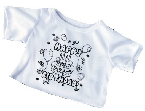 White Colour me Happy Birthday T-shirt Teddy Bear Clothes to fit Build a Bear 15-16 inches (40cm)