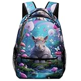 TFEDACVSS rinocerontesMochila Mochilas Escolares AdolescenteAnimales Universitarios Para Hombres, Mujeres, Niños Y Niñas, Se Adapta Con Bolsillos LateralesOne Size