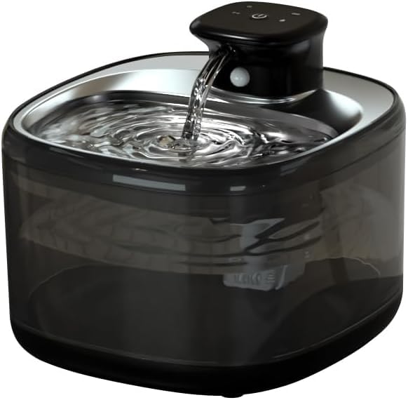 Fontana per gatti senza fili, fontana automatica per gatti, dispenser d'acqua wireless con filtri di ricambio, regali per Natale, gatti, cani, animali domestici multipli (nero)