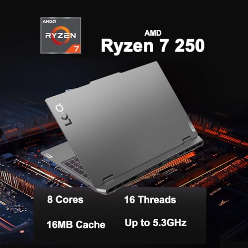 Image of Lenovo LOQ Gaming AI Laptop 15.6 inch FHD IPS 144Hz (100% sRGB G-SYNC) AMD Octa-core Ryzen 7 250 16GB RAM 512GB SSD GeForce RTX 5060 DLSS4 (572 AI Tops) Backlit Nahimic 5MP Privacy Camera Win11 ICP Hub