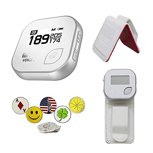 GolfBuddy Voice 2 Golf GPS/Rangefinder Bundle with Belt Clip, 5 Ball Markers