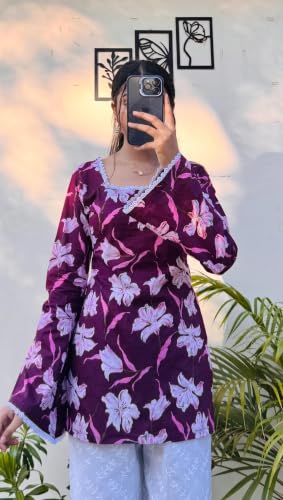 Image of FIRSTRAIN Women Printed Rayon Short Kurti | Soft Breathable Rayon Short Top for Office & Casual Use