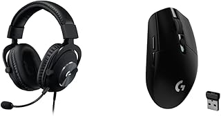 Logitech G G Pro X Over Ear Gaming Headset, Black and Logitech G G305 EWR2 Wireless 6 - Button Gaming Mouse, Black
