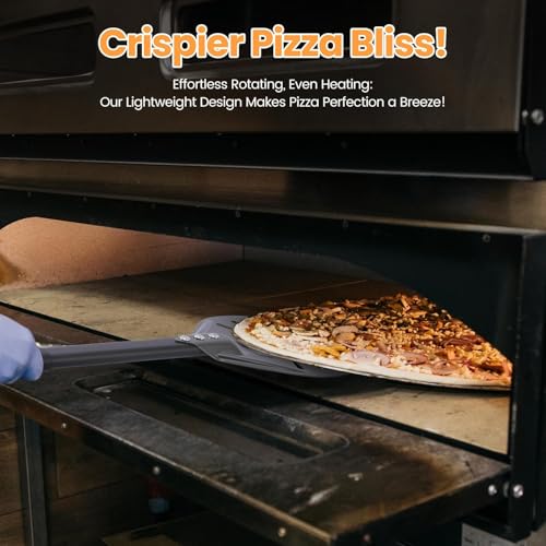 Taicols Pizzaschieber, Pizzaschaufel Perforiert, Aluminium Pizza-Drehschäler mit 40 cm Abnehmbarem langem Griff, Turning Peel Pizza, 8 Zoll Runder Kopf Pizza Schaufel für den Grill & Backofen