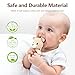 Wooden Baby Rattle, Handmade Crochet Stuffed Animal Organic Rattle Toys, Beige Bear Rattles for Babies 0-6 Months with Wood Teething Rings, Baby Announcements Ideas