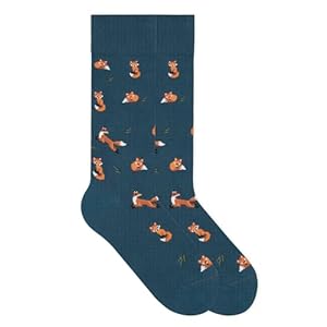 von Jungfeld - 1er Set Motiv Socken mit Fox Teal Blue Icon - Bunte Socken in Gr. 43-46
