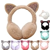 [AGRADI] イヤーマフ キッズ 防寒 耳あて ふわふわ 暖かい 耳当て 猫耳 可愛い イヤーウォーマー 寒さ対策 園児 小学生 通学 通園 自転車 秋冬 アウトドア お出かけ スキー雪遊び ファッション小物 (ダークピンク)