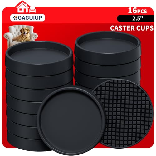 Non Slip Furniture Pads for Hardwood Floors - 16PCS 2.5" Caster Cups, Round