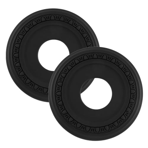 Image of Woogim 2PCS Non-Split Lighting Ceiling Medallion Black 12.2-Inch PU Plastic