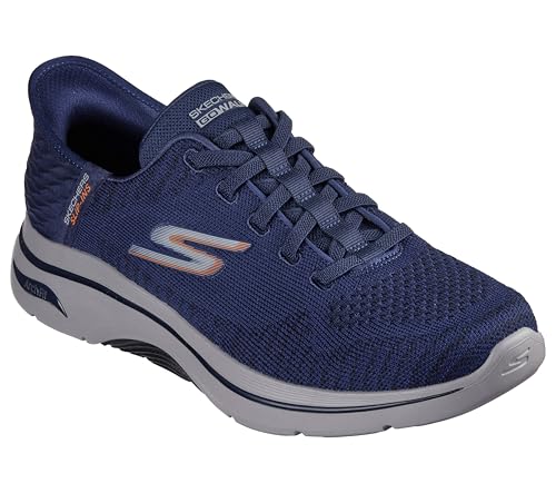 Skechers Men's Hands Free Slip-ins Go Walk Arch Fit 2.0 - Grand Select 2 Sneaker, Navy/Orange, 10.5