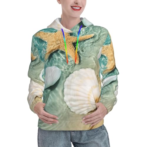 Sweat à capuche femme imprimé étoile de mer motif original