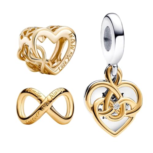 Qulmlxis Gold Fashion Set Charms Bead for Bracelets and Necklaces Jewelry Charm for Women Valentine Mother's Day