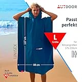 AUTDOOR® Mikrofaser Badeponcho Damen & Herren - nachhaltig aus 100% recycelten PET-Flaschen - Handtuch als Umziehhilfe für Strand und Wassersport - schnelltrocknend & kompakt (Blau, Large)
