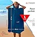 AUTDOOR® Mikrofaser Badeponcho Damen & Herren - nachhaltig aus 100% recycelten PET-Flaschen - Handtuch als Umziehhilfe für Strand und Wassersport - schnelltrocknend & kompakt (Blau, Large)