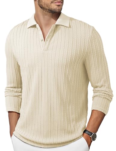 Image of JMIERR Mens Casual Polo Shirt Summer Short Sleeve Vacation Button Beach Knit Stretchy Golf Shirts