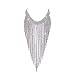 Aomcisi Fashion Women Sexy Rhinestone Bib Choker Necklace Tassel Long Chain Necklace (Silver)