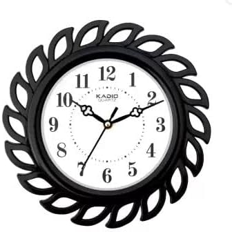 Kadio Analog 24.5 cm X 24.5 cm Wall Clock (Black, with Glass, Standard)
