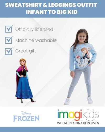 Disney Frozen Princess Anna Elsa Baby Girls Sweatshirt and Leggings Outfit Set Infant to Big Kid3