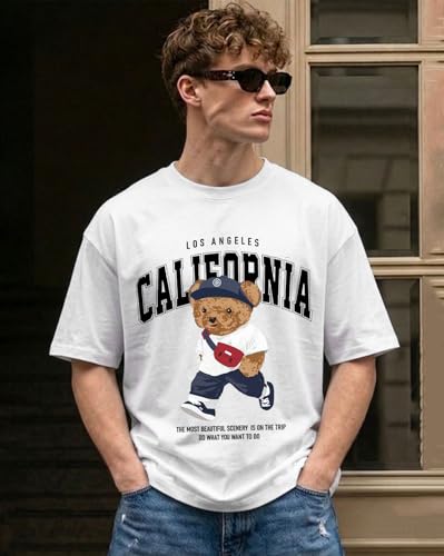 Image of AUSK Men's Graphic Printed Clothing Co-Ord Set | Oversized T Shirt with Track Pant | Casual Daily Wear Outfit for Men