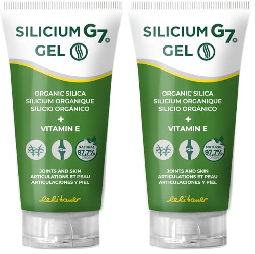 Silicium G7 Gel Corporel, Haute Concentration en Silicium, Soulage Articulations et Muscles, Absorption Rapide, Usage Quotidien, Texture Légère, Sans Parabènes, Format Topique. 150 ml (Lot de 2)