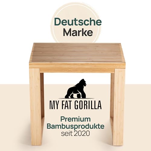 BAM BOO BOX Hocker mit Stauraum aus Bambus – Sitzhocker Holz für Bad, Flur oder Schlafzimmer – Holzhocker 45x33x43 cm – Stabiler Badezimmerhocker bis 250 kg belastbar