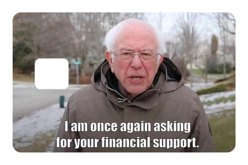 CUCU Cover Bernie Sanders Meme Card Cover – “I Am Once Again Asking for Your Financial Support” – Funny Credit/Debit Card Skin 4PCS – Fits Full, Half & Chip Covers – Customize Wallet, ATM & Gift Cards
