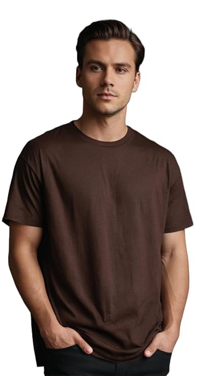 Image of VEL Plain 240 GSM Heavy Cotton Oversized T-Shirt Baggy Fit Drop Shoulder Half Sleeves Round Neck Solid Pure 100% Cotton T-Shirt for Men (Pack of 3)