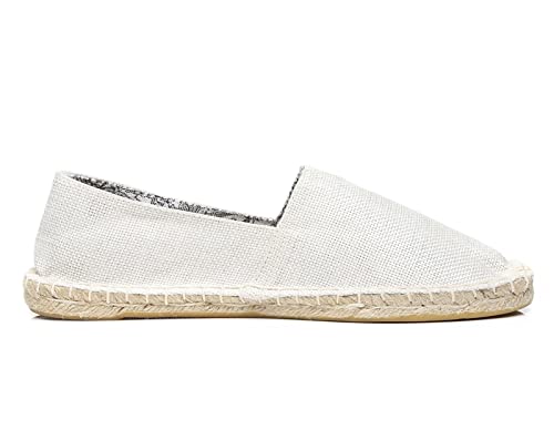 Mintzice Men's Solid Comfortable Slip On Canvas Espadrilles Flat Weave White 9.5 Us #TOP4