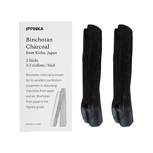 Binchotan Charcoal from Kishu, Japan - Water Purifying Sticks for Great-Tasting Water, 2 Sticks - Each Stick Filters 3-5 Gallons of Water