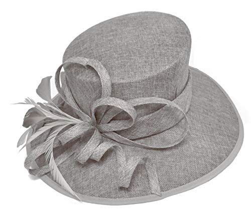 Chapeau à large bord gris de mariage pour accessoiriser une tenue chic