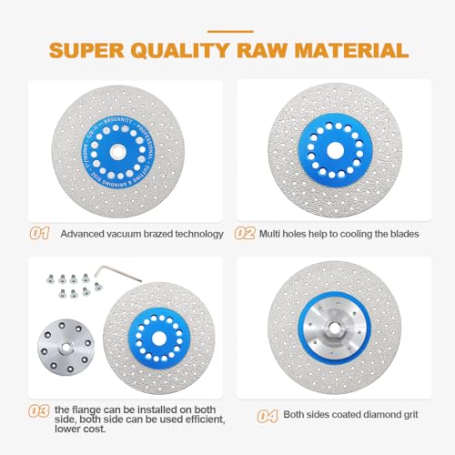 Diamond Granite Cutting Wheel,BRSCHNITT 7 Inch 180mm Vacuum Brazed Angle Grinder Diamond Blade with 5/8-11 Thread for Grinding Beveling Shaping Rounding Granite,Porcelain,Tile,Stone,Marble,Quartz — view 5
