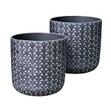 9.5 inch Outdoor Indoor Plant Pots Flower Planter, Dark Grey, Set of 2