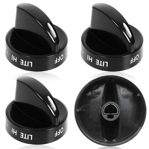 Upgraded 4Pcs 316442501 Range Surface Control Knob Black Burner Knob Fit for Frigidaire Kenmore Sears Gas Ranges - Replaces 1170795 AP3906091 PS1152491