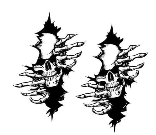 TLDSHOP® - Adesivo per Auto Crepe con Teschio - 2 Pezzi Adesivi per Auto - Adesivo Mostro Teschio effetto 3D - Adesivi Auto Tuning Strisce Decorative per Auto - Misura singola: (S)